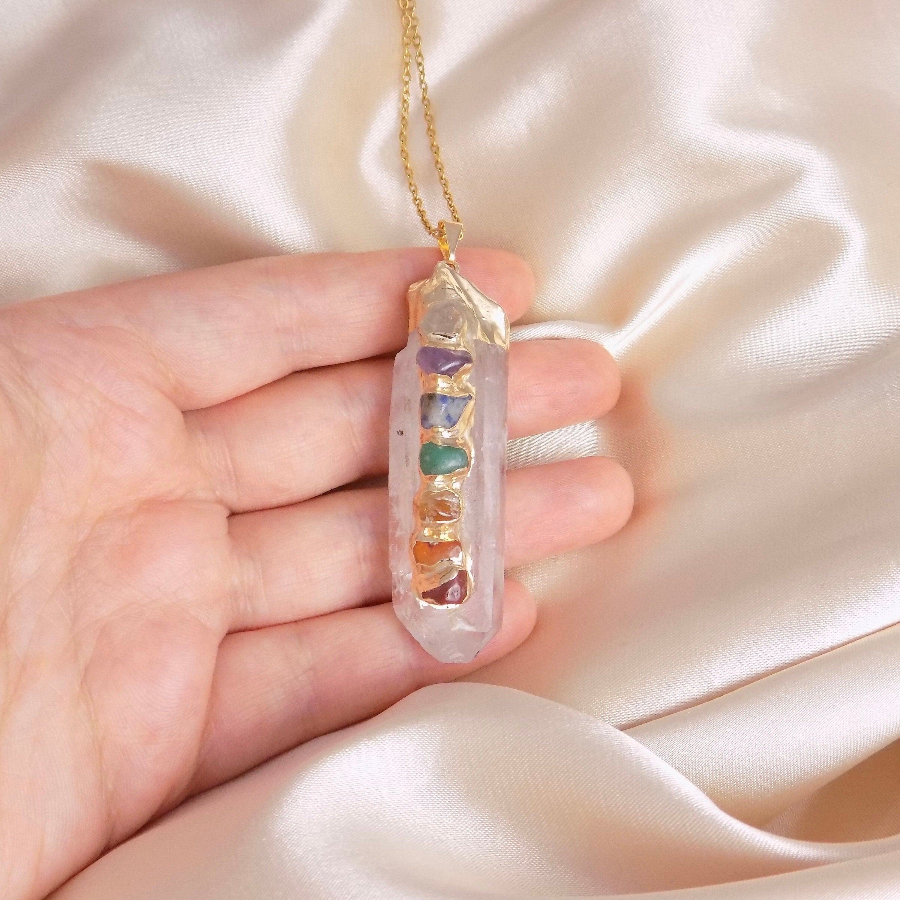 Gold Chakra Necklace, 7 Chakra Necklace, Raw Crystal Necklace Selenite –  Love, Lily and Chloe