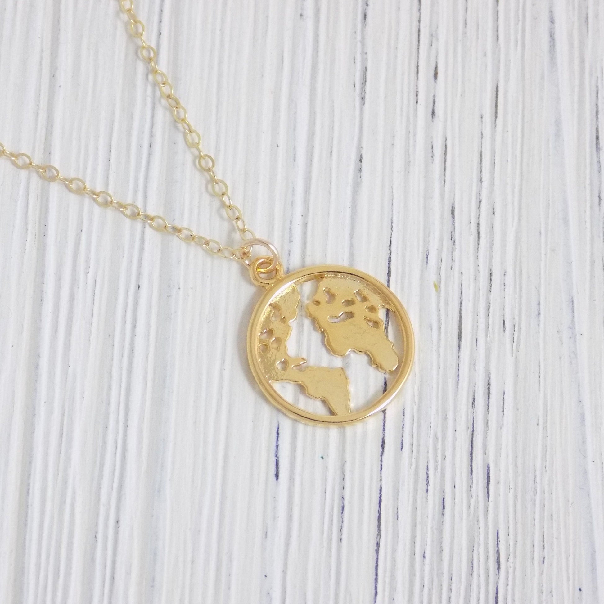 World Map Necklace - Gold Map Necklace