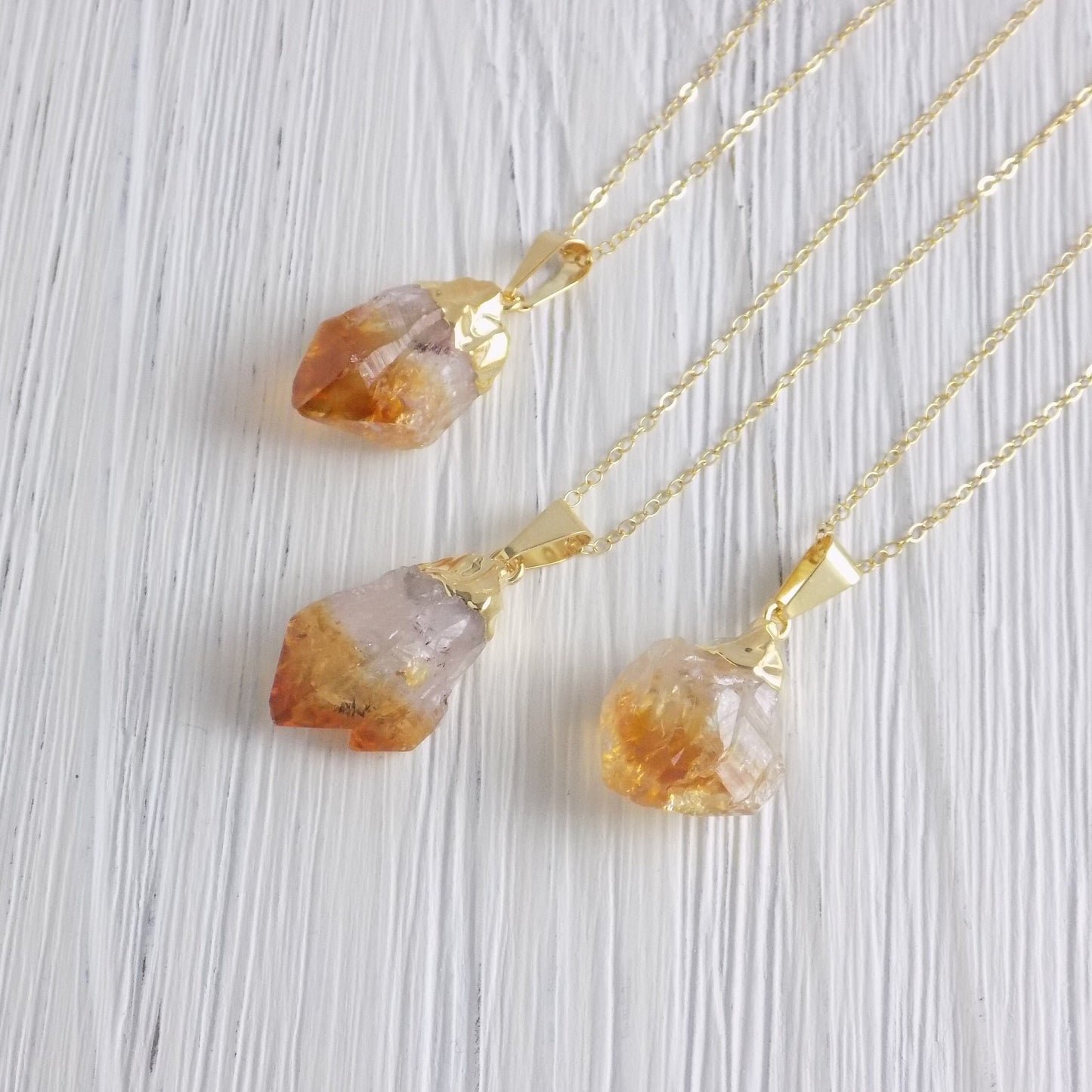 Raw Citrine Crystal Necklace - November Birthstone Jewelry