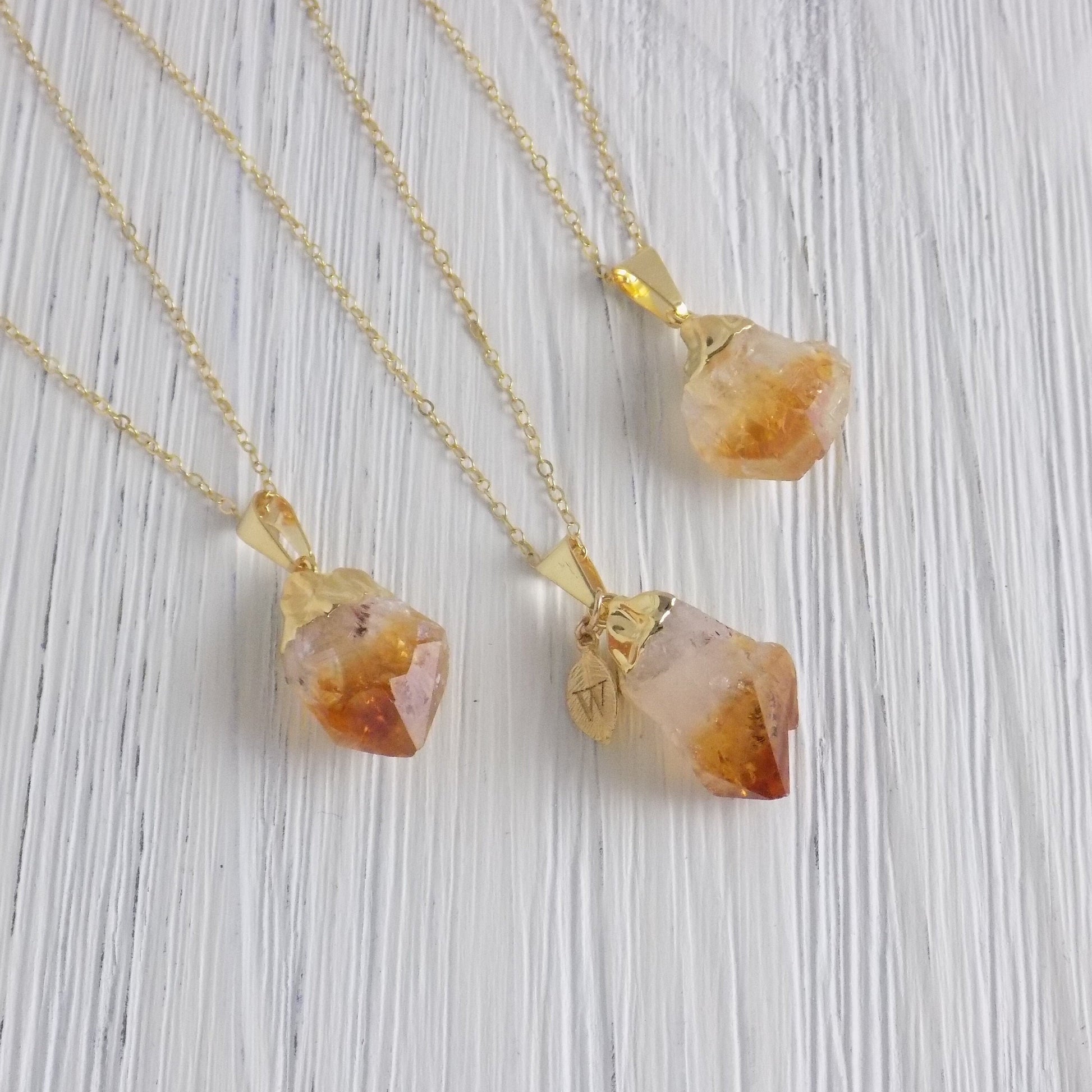 Raw Citrine Crystal Necklace - November Birthstone Jewelry