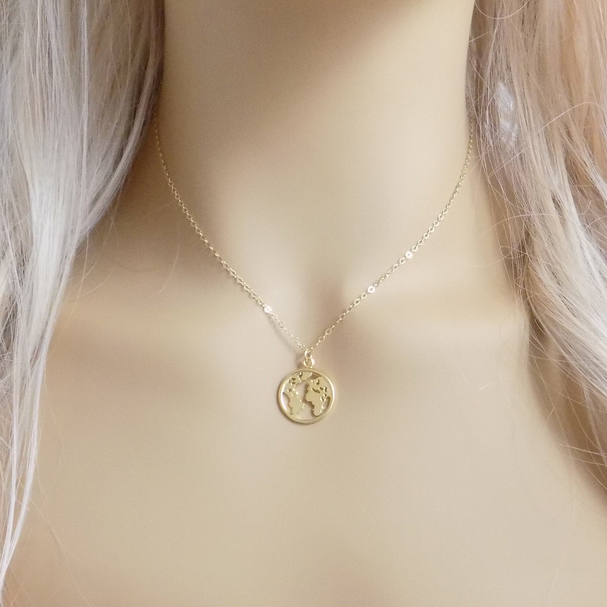 World Map Necklace - Gold Map Necklace