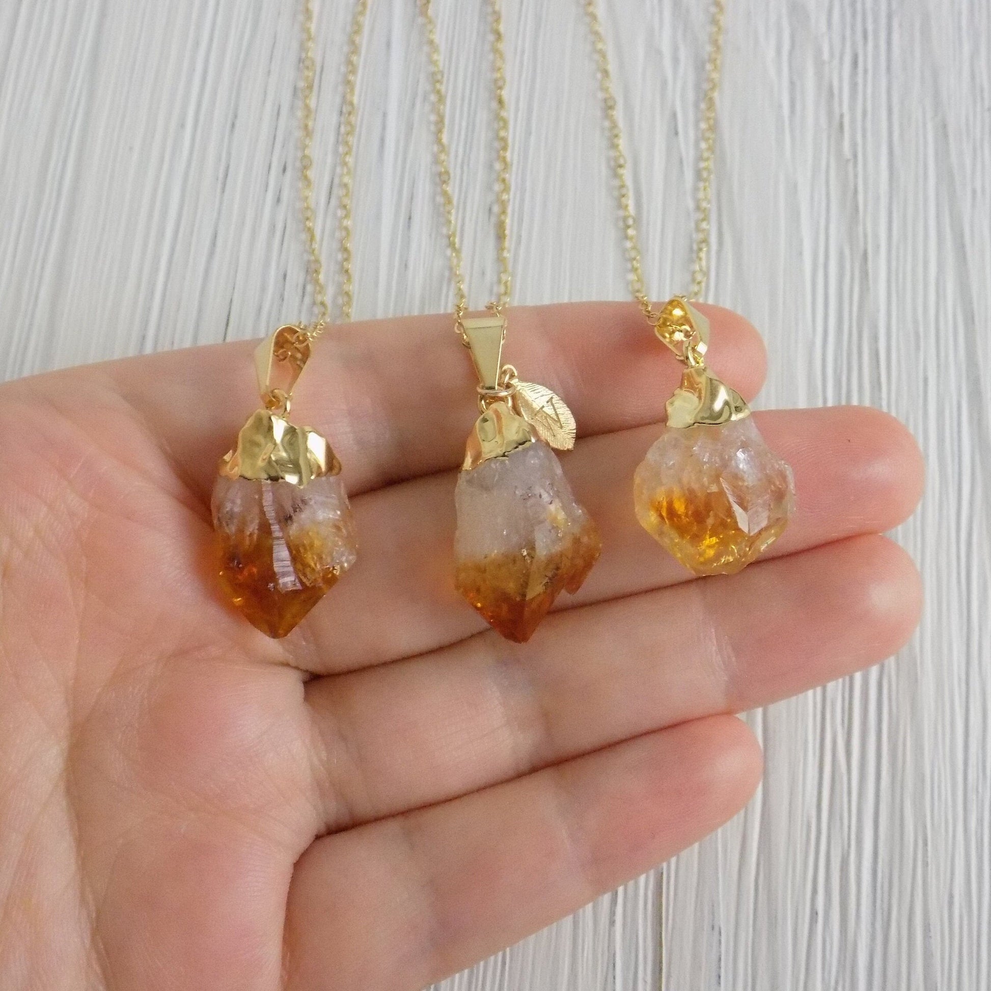 Raw Citrine Crystal Necklace - November Birthstone Jewelry