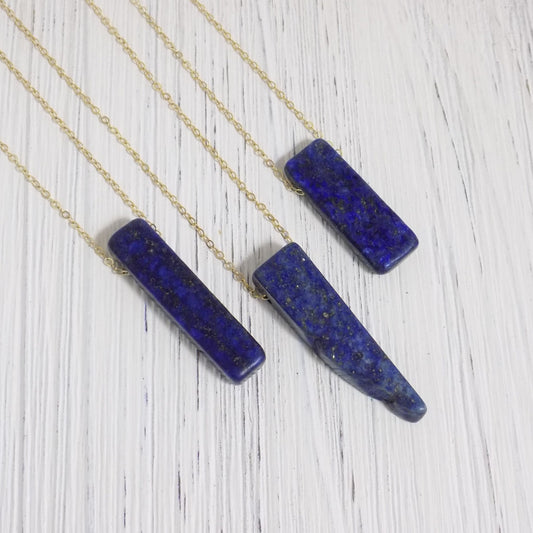 Lapis Necklace, Lapis Lazuli Necklace, Blue Stone Necklace, Gold OR Silver Layering Necklace, Large Pendant Necklace, Mom Gift Women, K1-37