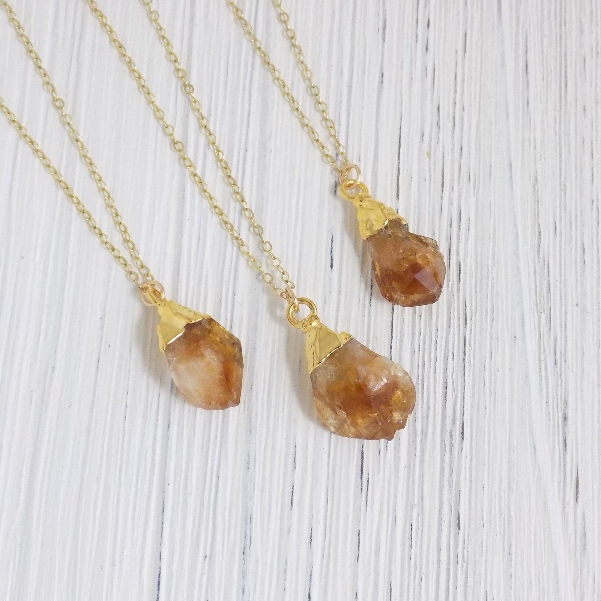 Raw Citrine Necklace, Boho Rough Citrine Pendant, Citrine Crystal Birthstone Necklace, Personalized Gold Layer, Mothers Day Gift, R12-12