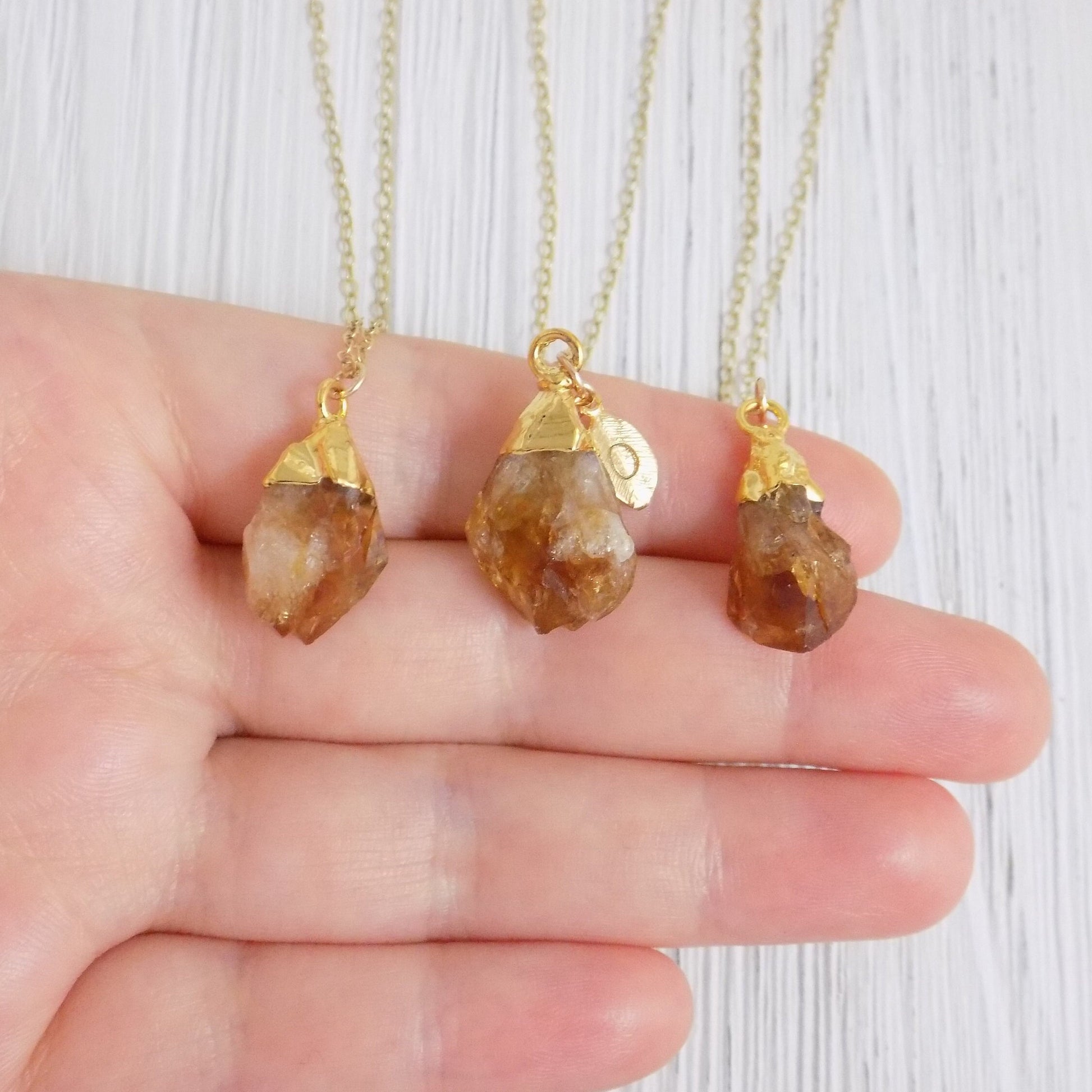 Raw Citrine Necklace, Boho Rough Citrine Pendant, Citrine Crystal Birthstone Necklace, Personalized Gold Layer, Mothers Day Gift, R12-12