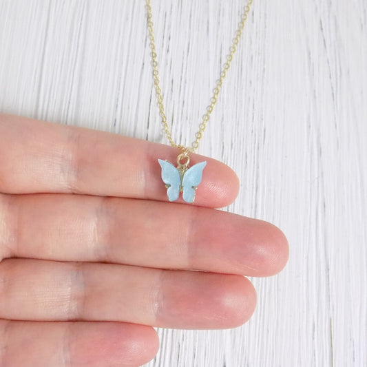 Gold Butterfly Necklace - Minimalist Butterfly Charm Necklace