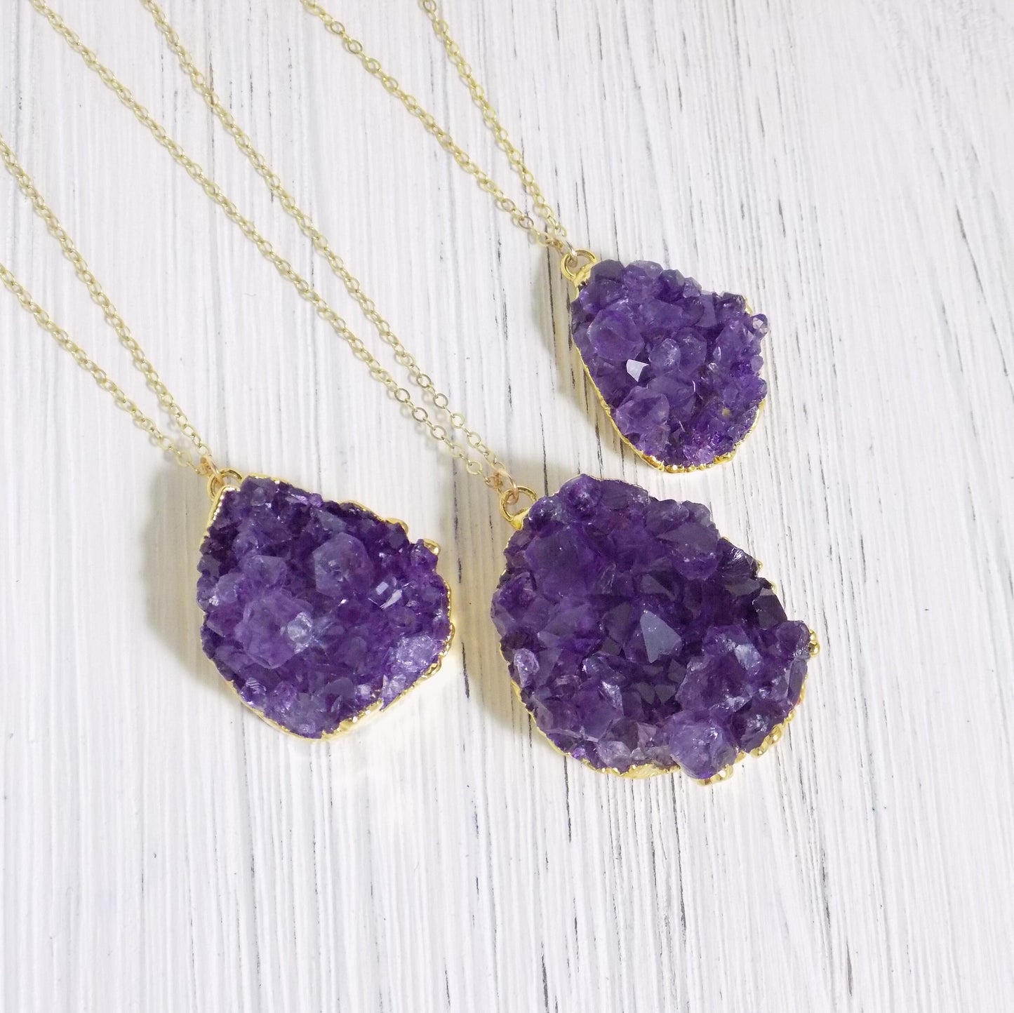 Raw Amethyst Necklace - Druzy Necklace