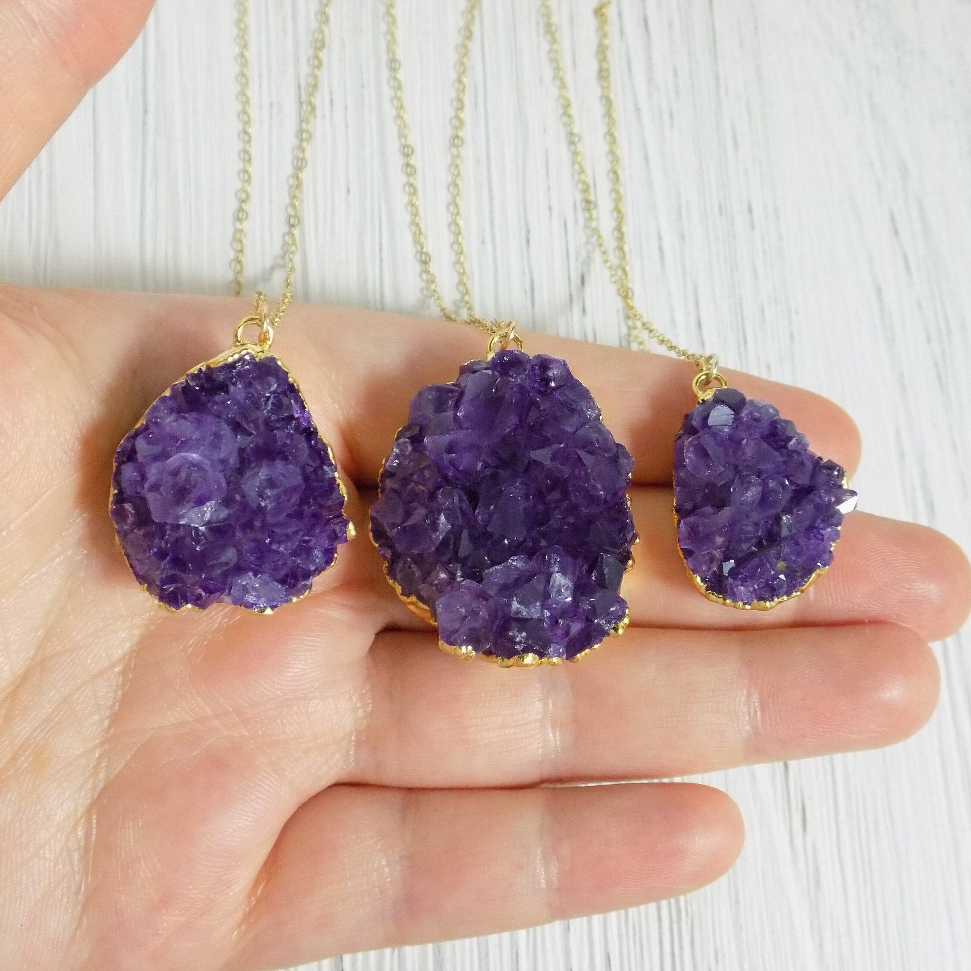 Raw Amethyst Necklace - Druzy Necklace