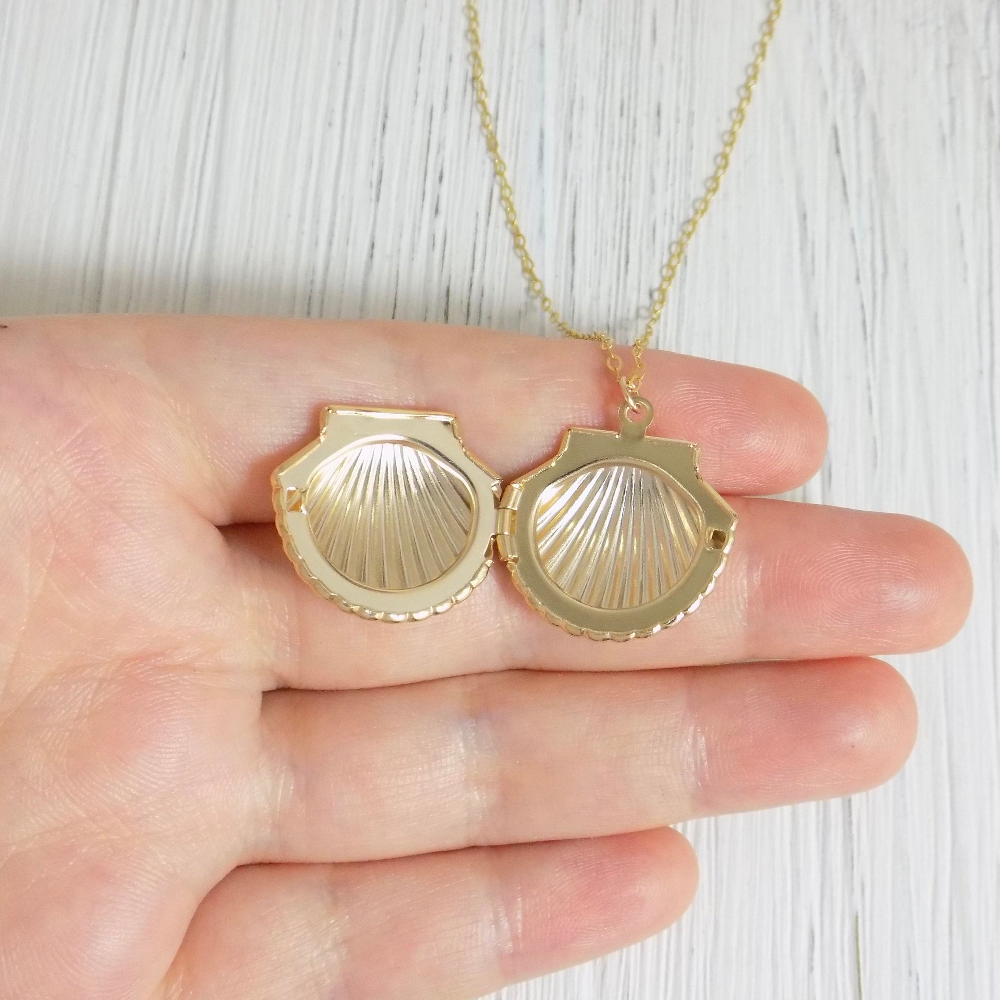 Shell Necklace - Gold Locket Necklace