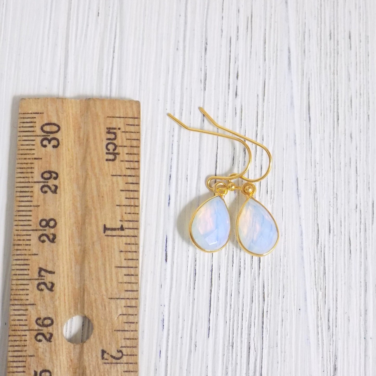 Mothers Day Gift, Opal Earrings Gold, Opalite Earring, Small Light Blue Crystal Earrings, Bridal Jewelry, Gifts For Wife, M4-64