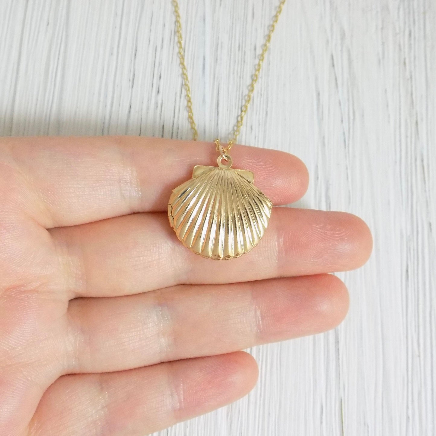 Shell Necklace - Gold Locket Necklace