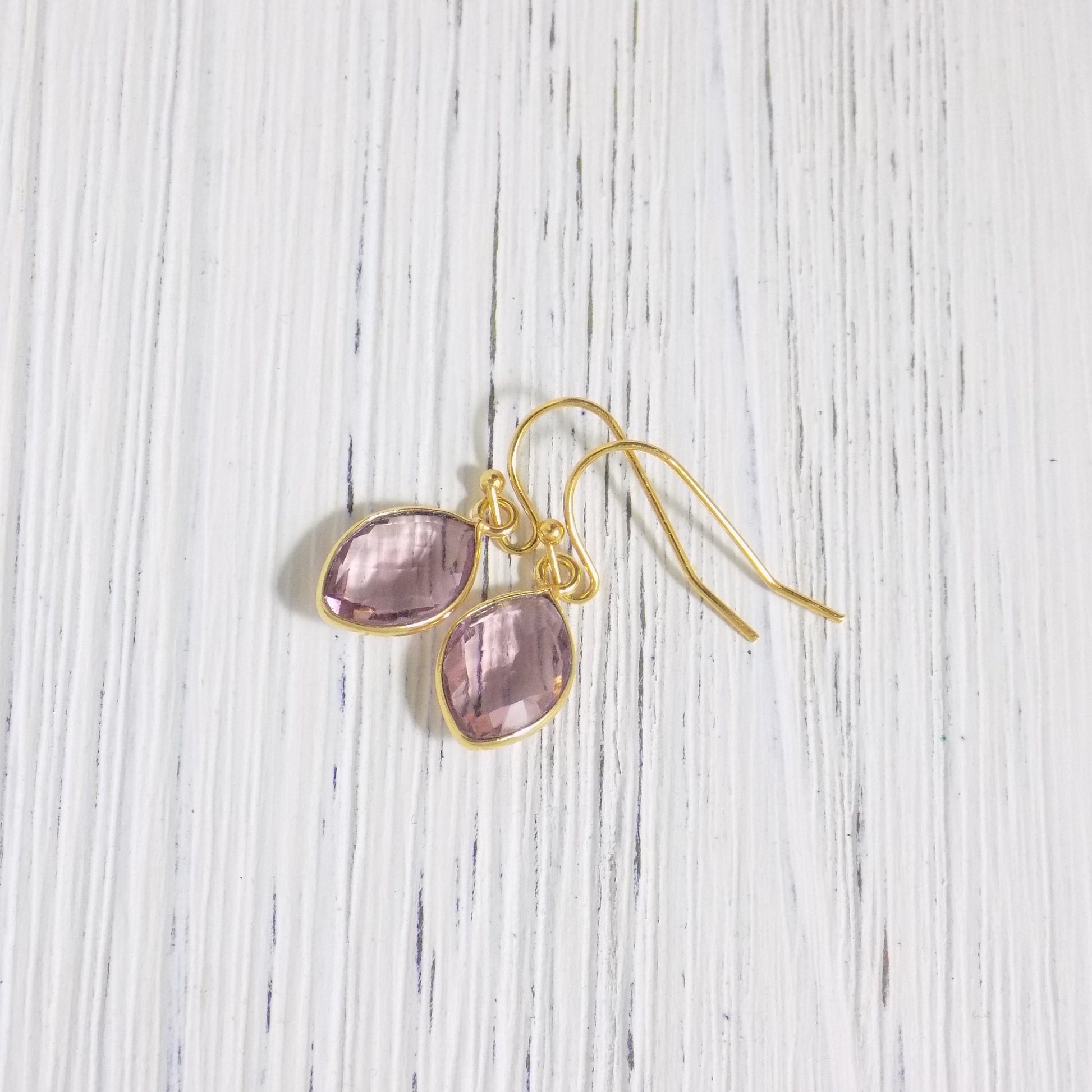 Morganite Earrings - Gold Morganite Dangle Earrings