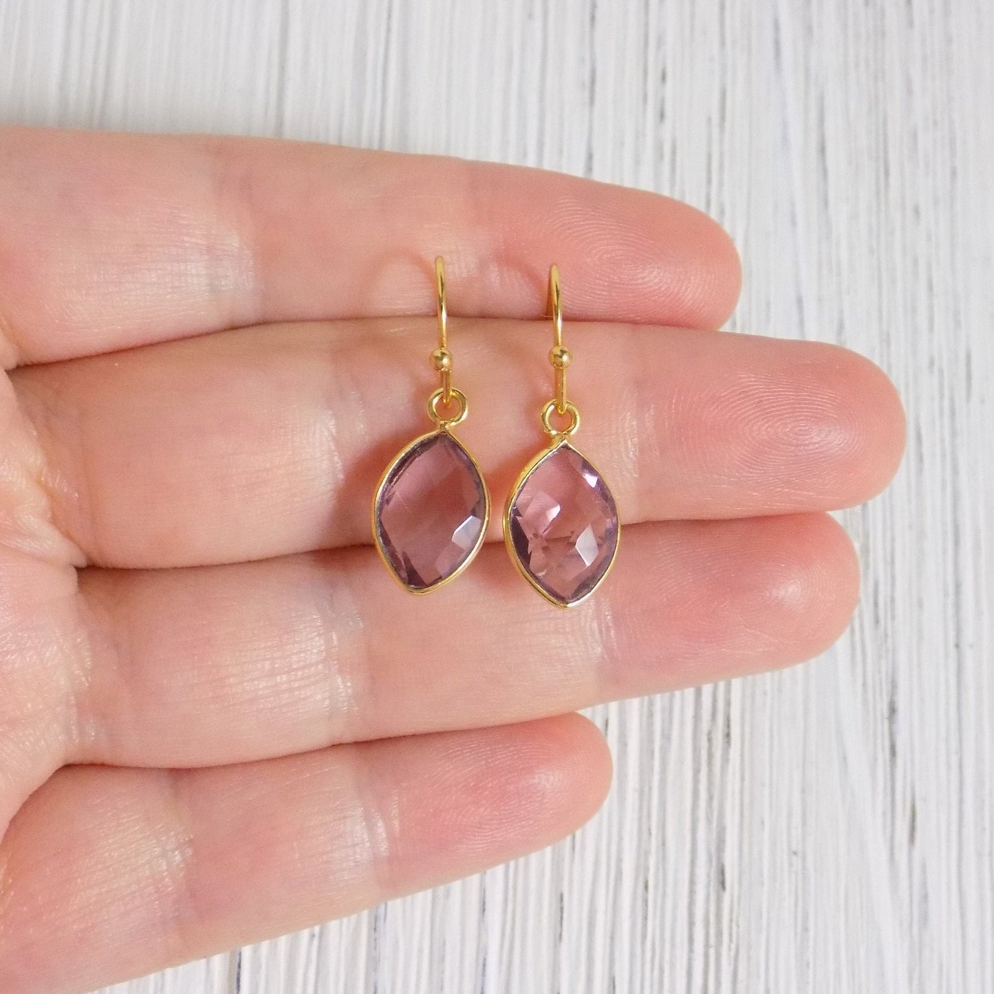 Morganite Earrings - Gold Morganite Dangle Earrings