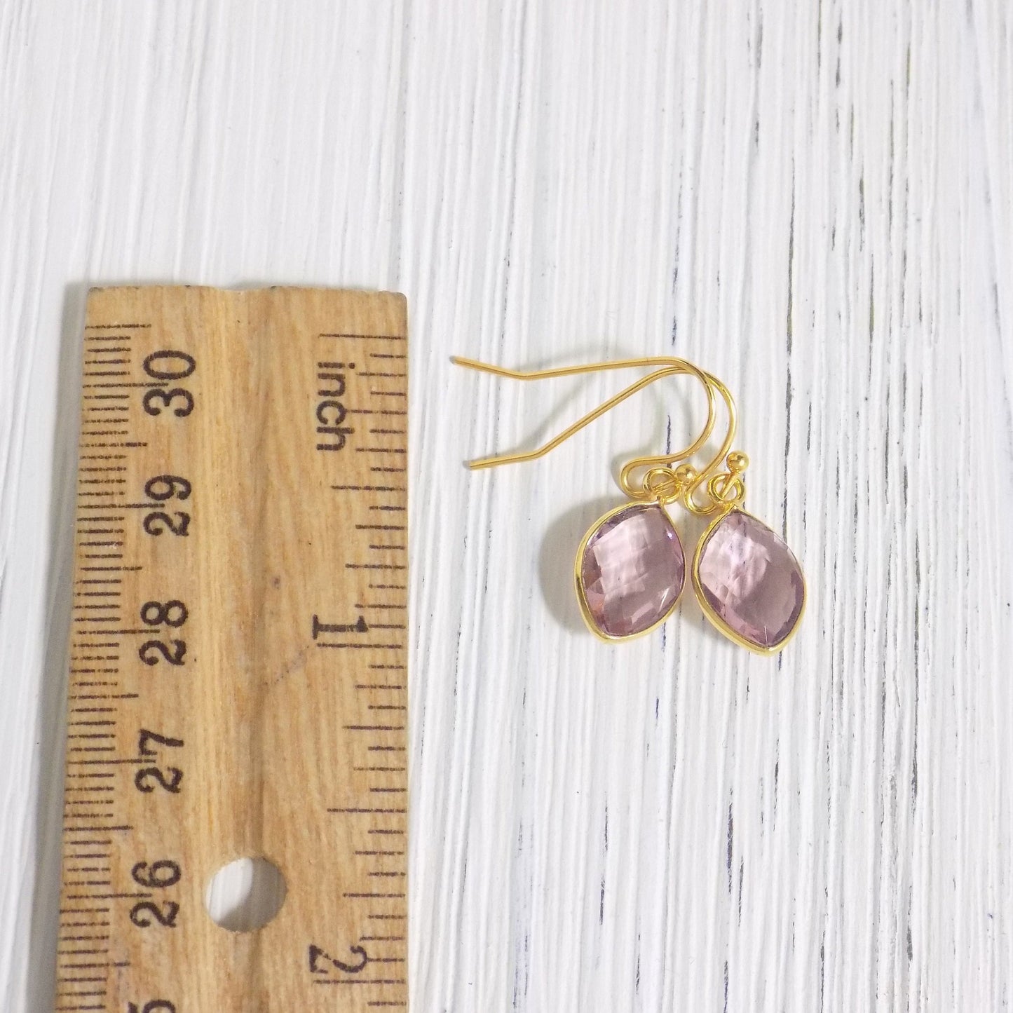 Morganite Earrings - Gold Morganite Dangle Earrings