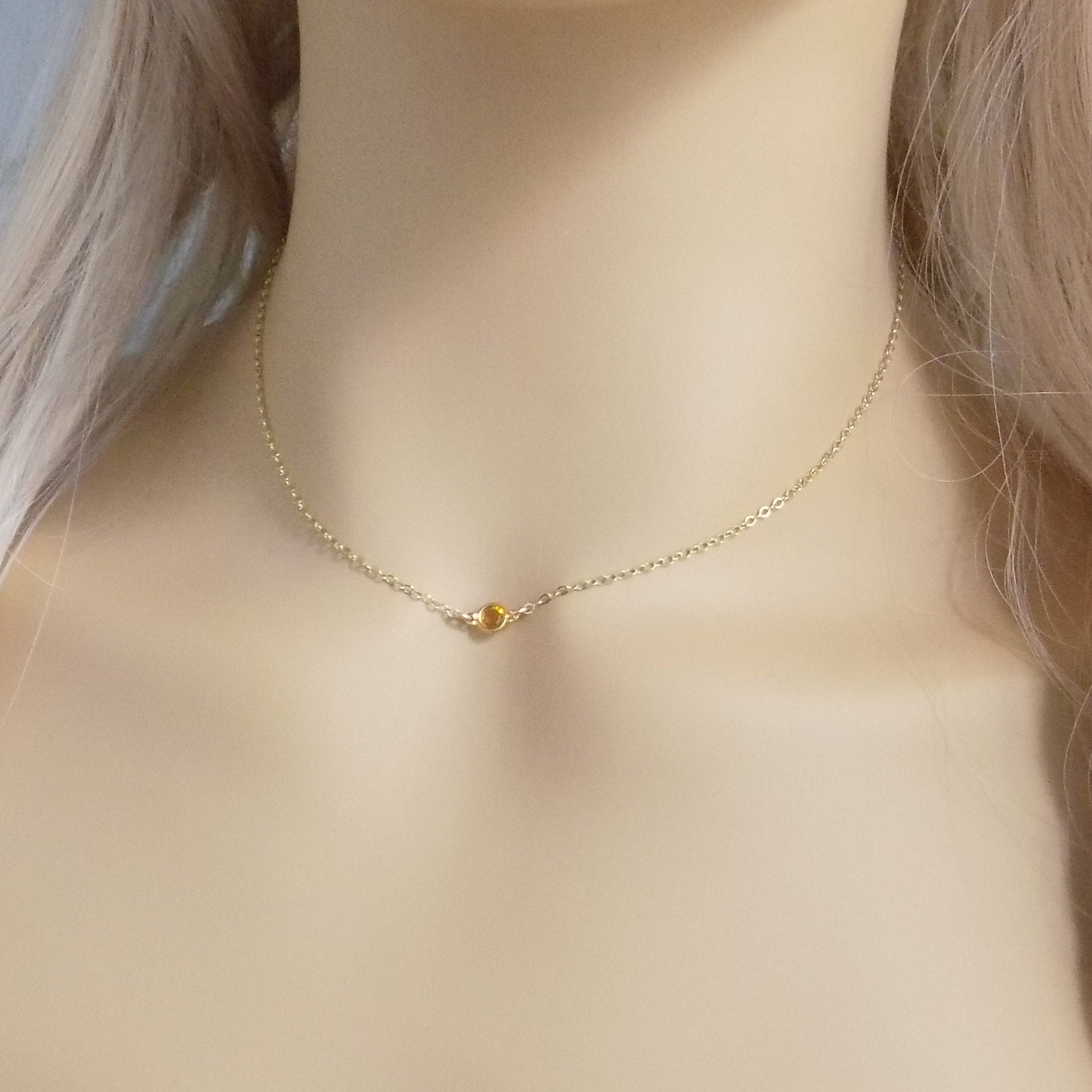 Tiny Birthstone Necklace - Family Birthstone Necklace Gold