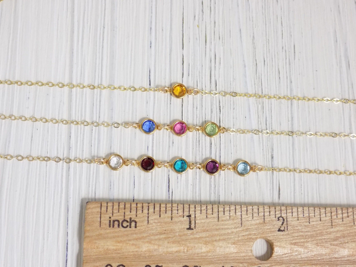 Tiny Birthstone Necklace - Family Birthstone Necklace Gold