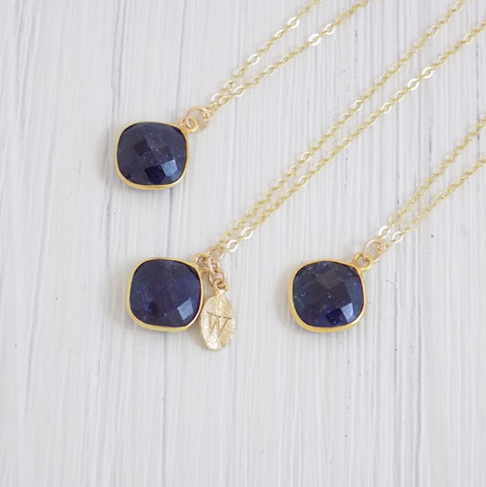 September Birthstone Necklace - Blue Sapphire Necklace - Personalized Sapphire Necklace - Blue Stone Necklace Gold Layering Necklace