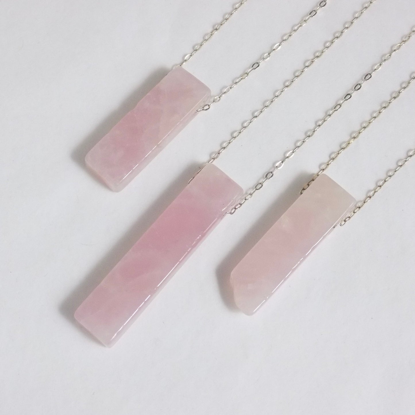 Rose Quartz Necklace, Raw Rose Quartz Necklace Light Pink Stone Necklace Gold OR Silver Layering Necklace Pendant Necklace Gift Women K4-02