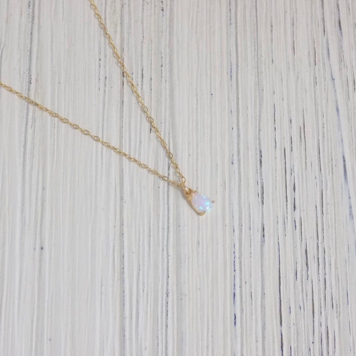 Mothers Day Gift, Tiny Opal Necklace Gold, 14K Gold Filled Chain, Teardrop Opal Charm Necklaces, L4-52