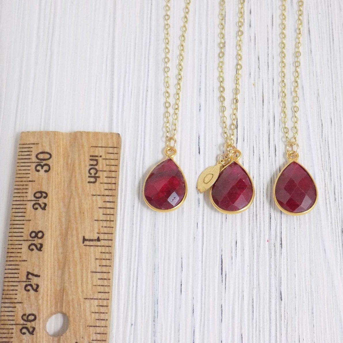 Genuine Ruby Necklace - Personalized Ruby Necklace Gold Fill