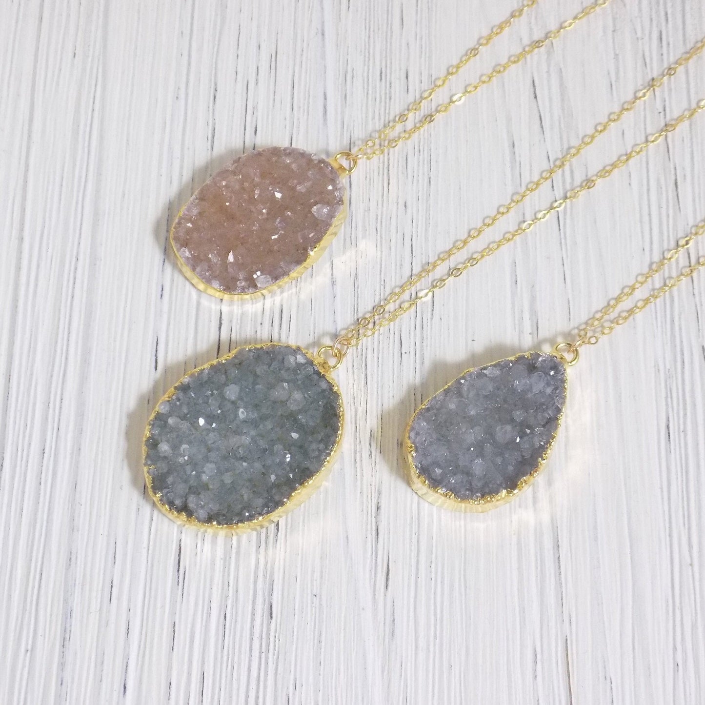 Gift Women - Druzy Necklace Gold