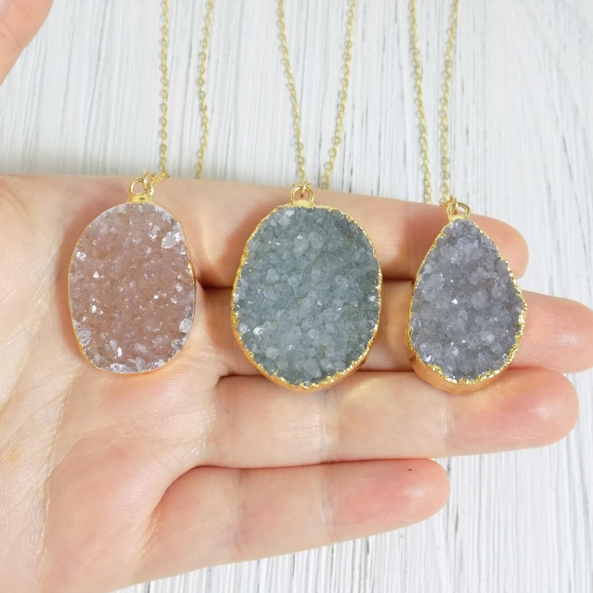 Gift Women - Druzy Necklace Gold