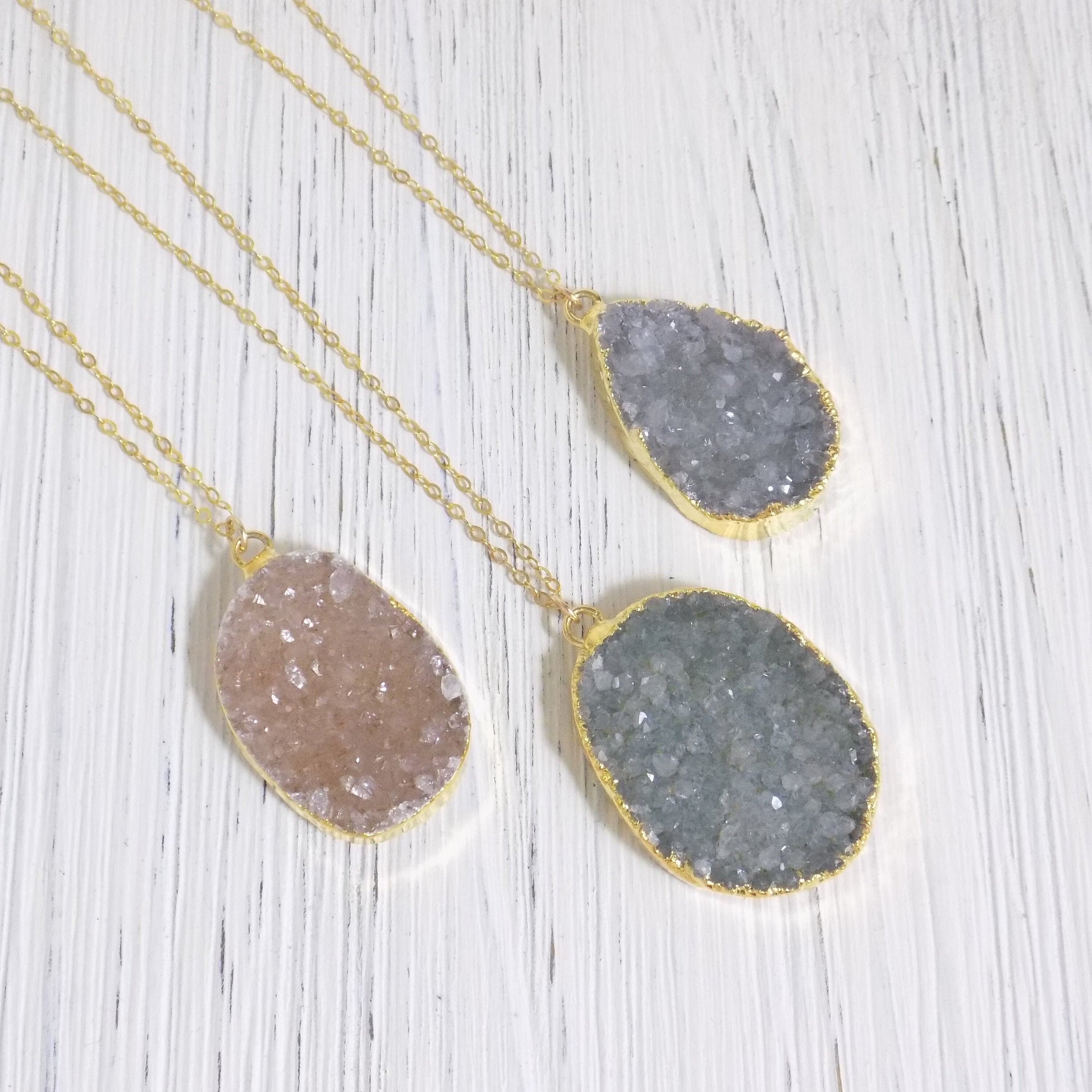 Gift Women - Druzy Necklace Gold