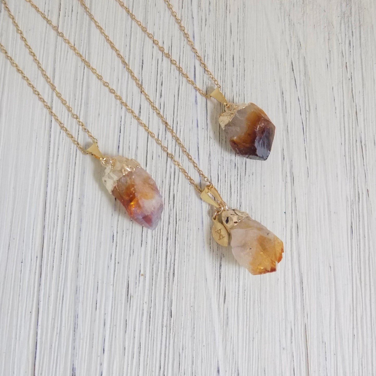 Custom Citrine Necklace Gold, Personalized Citrine Crystal Pendant Boho, November Birthstone Jewelry, M5-357