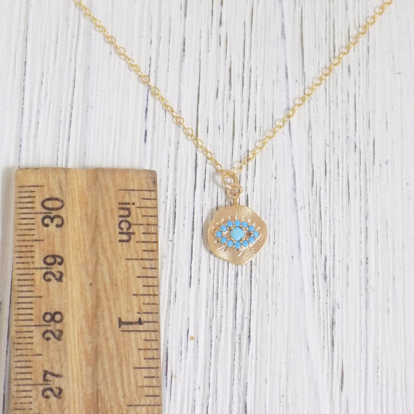 Gold Evil Eye Necklace - Turquoise Eye Charm Necklace