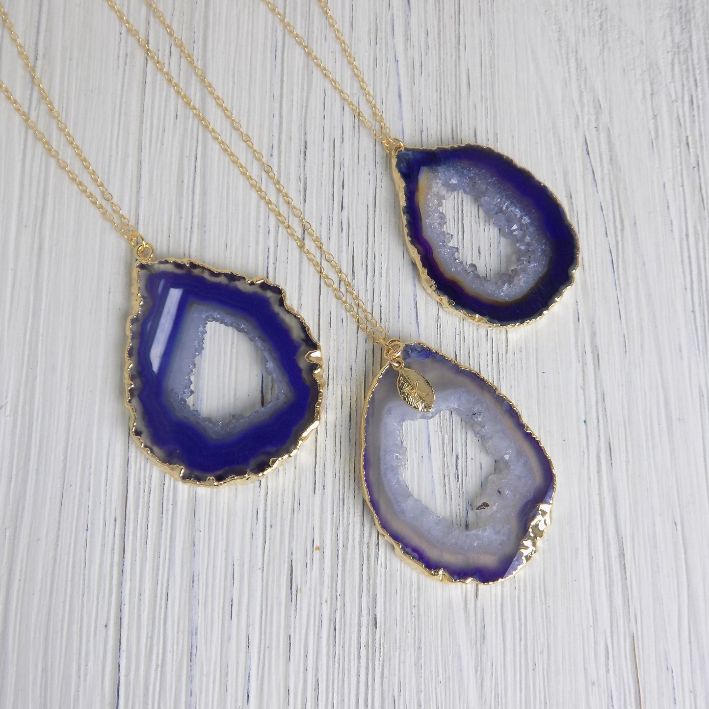 Personalized Druzy Necklace - Purple Geode Necklace