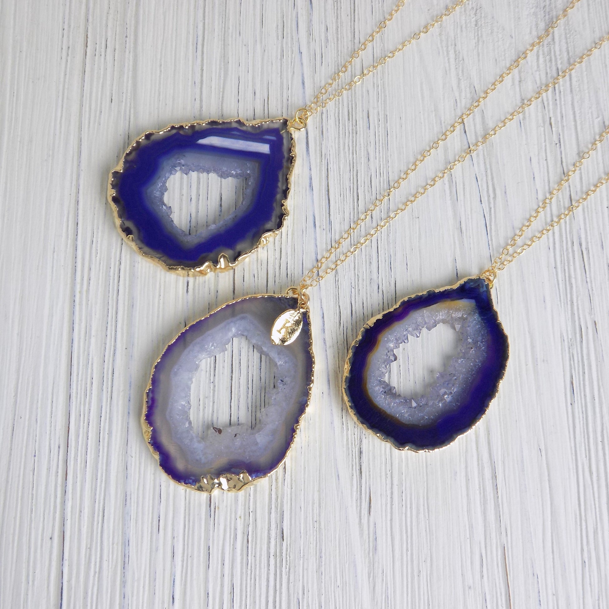 Personalized Druzy Necklace - Purple Geode Necklace