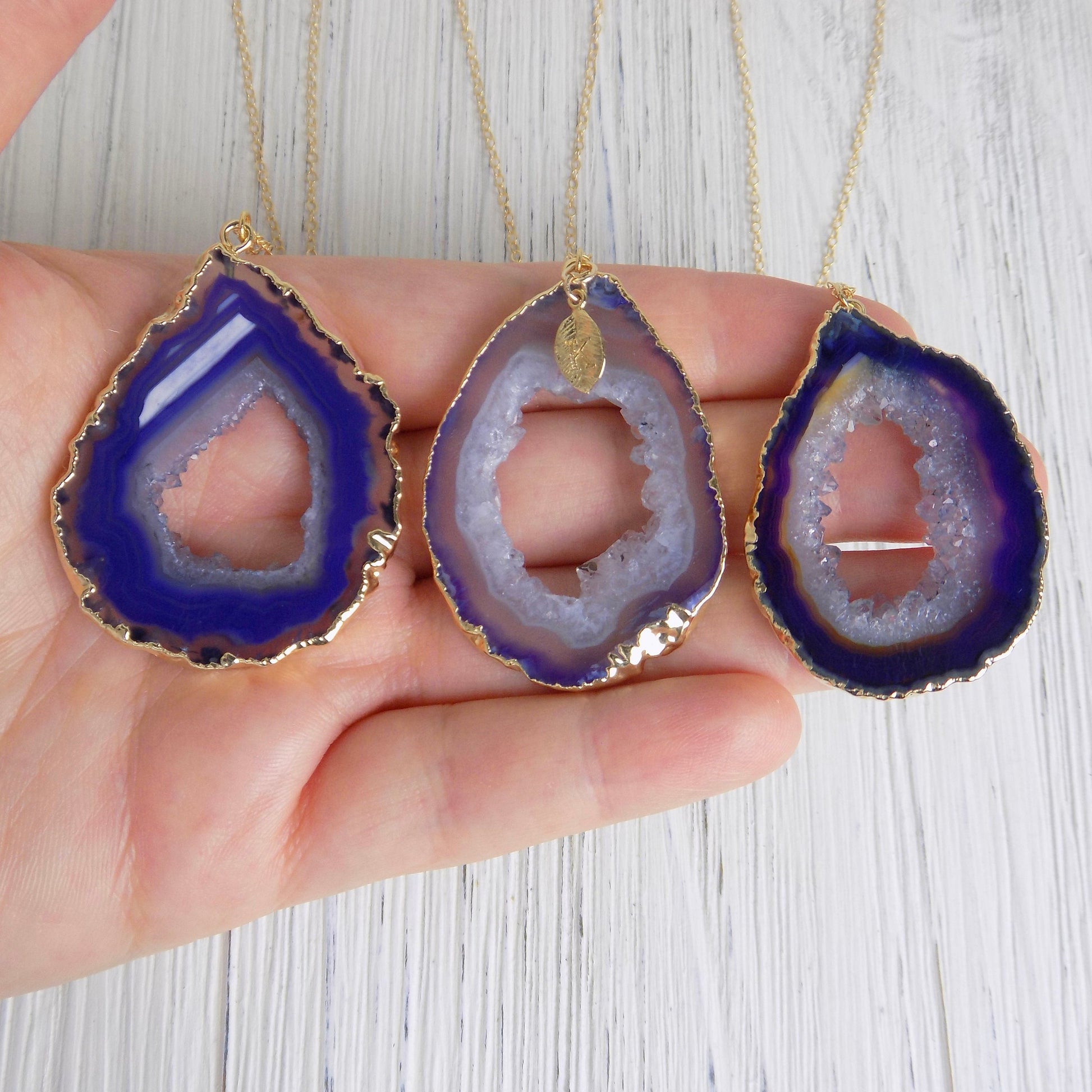 Personalized Druzy Necklace - Purple Geode Necklace