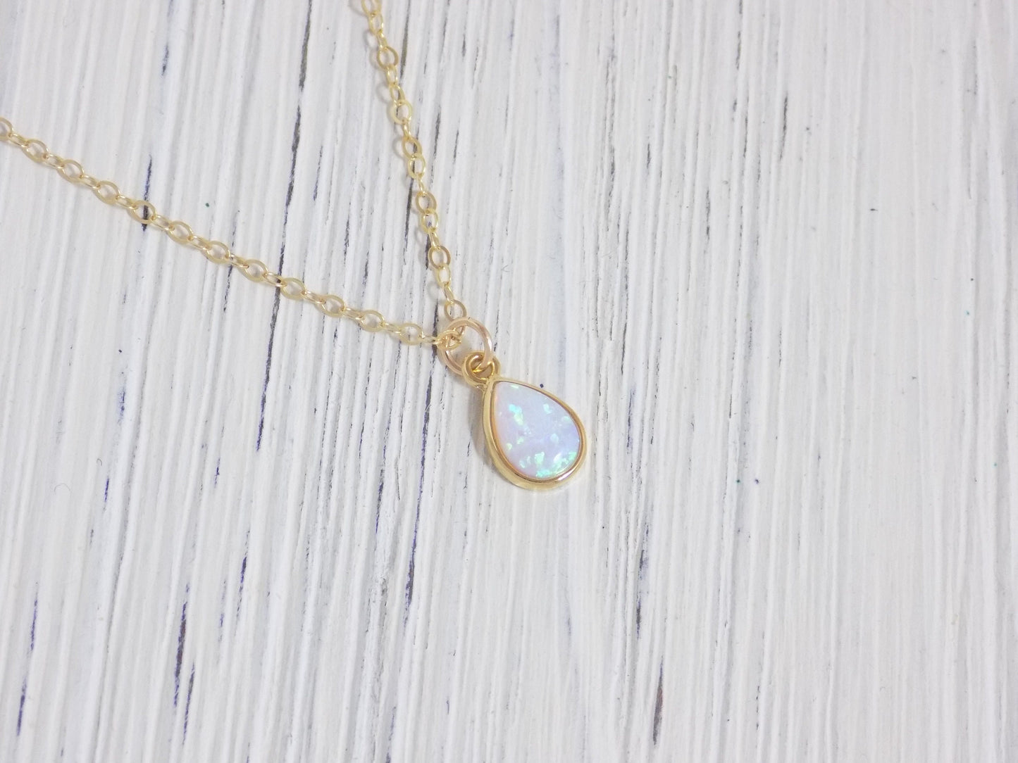 Tiny Opal Necklace Gold, Oval Opal Necklace, Light Blue Opal Necklace, Tiny Layering, October Birthday Gift, L1-02