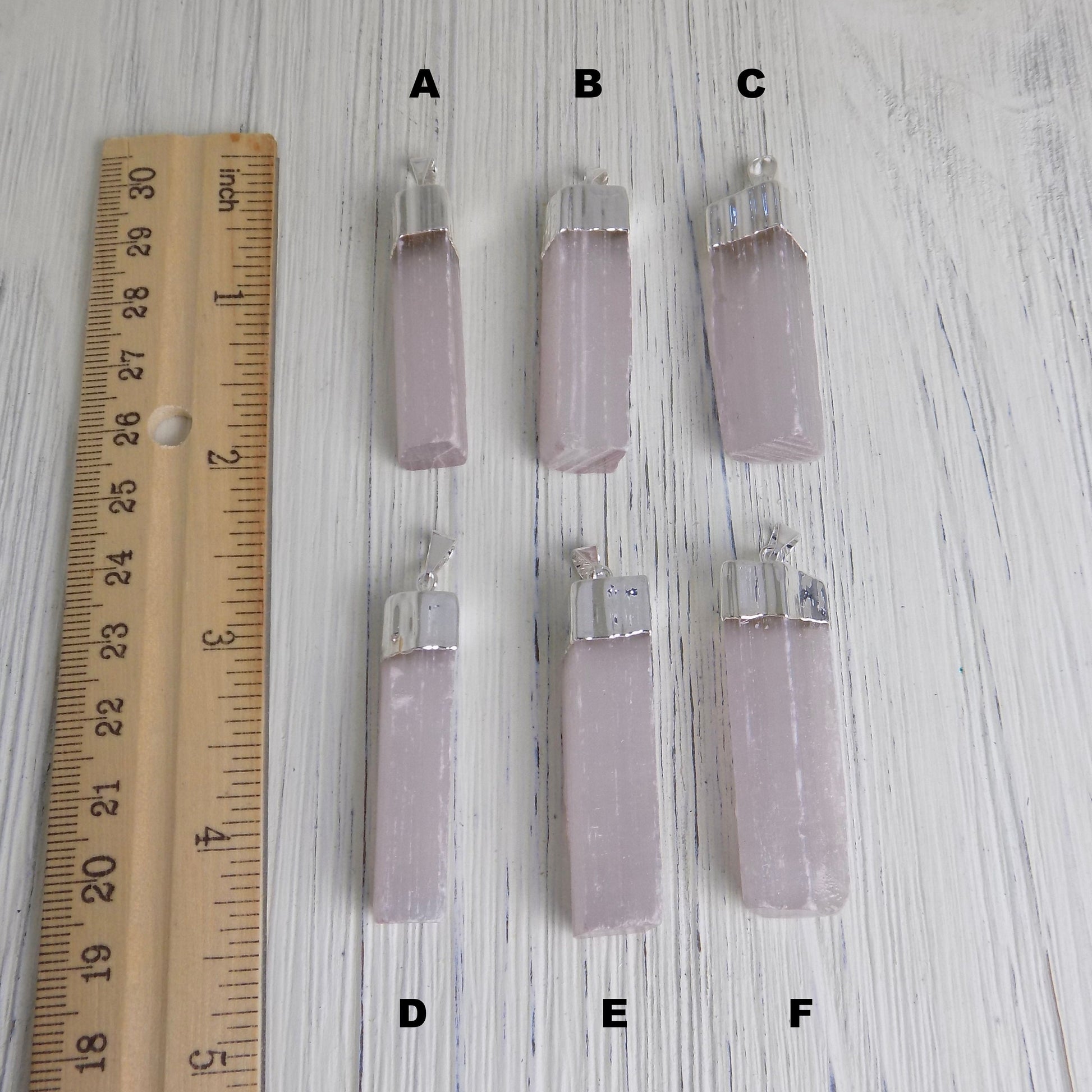 Pink Selenite Necklace Silver - Raw Selenite Pendant Necklace