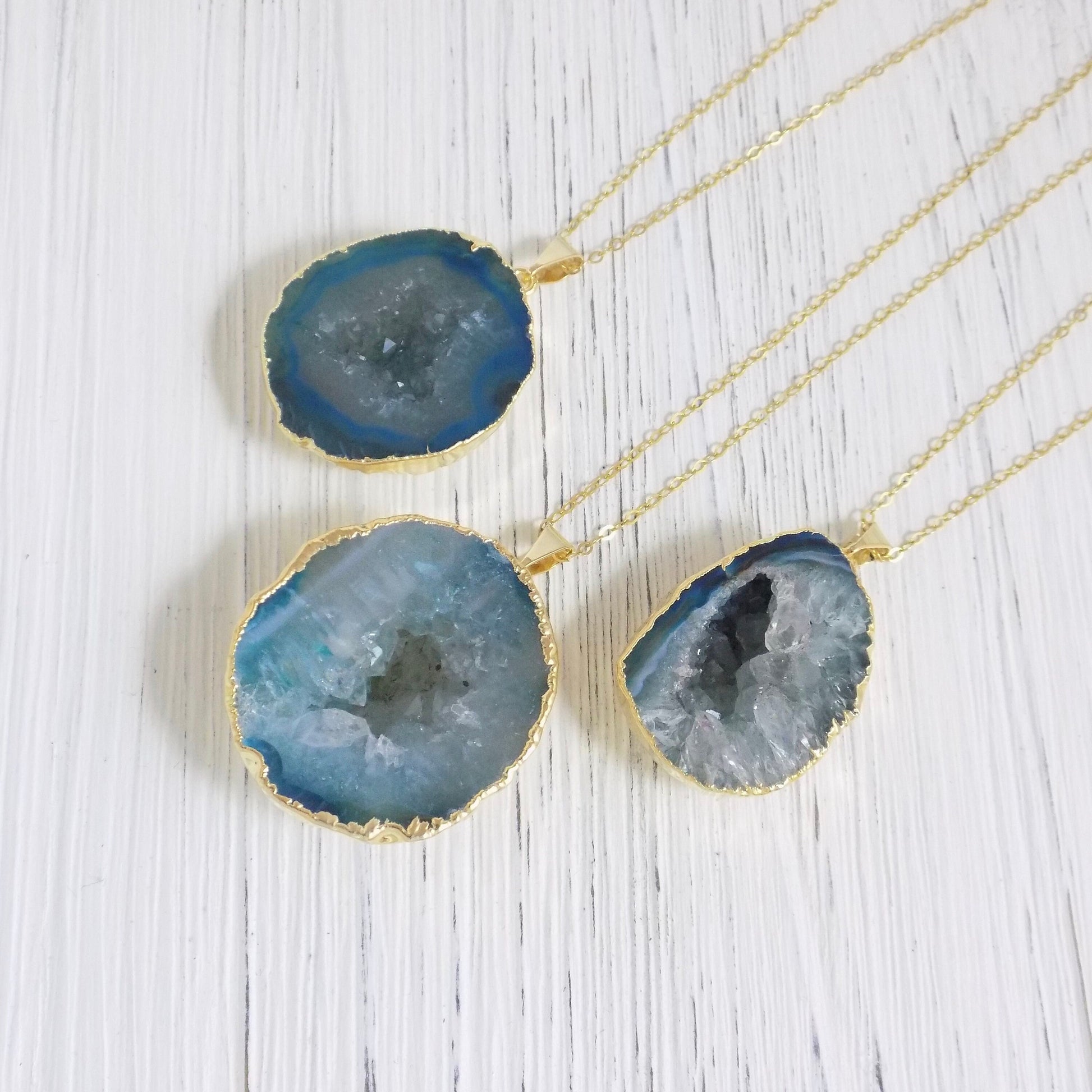 Small Geode Necklace - Teal Geode