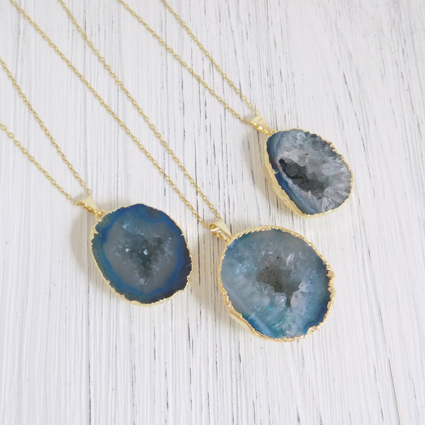 Small Geode Necklace - Teal Geode