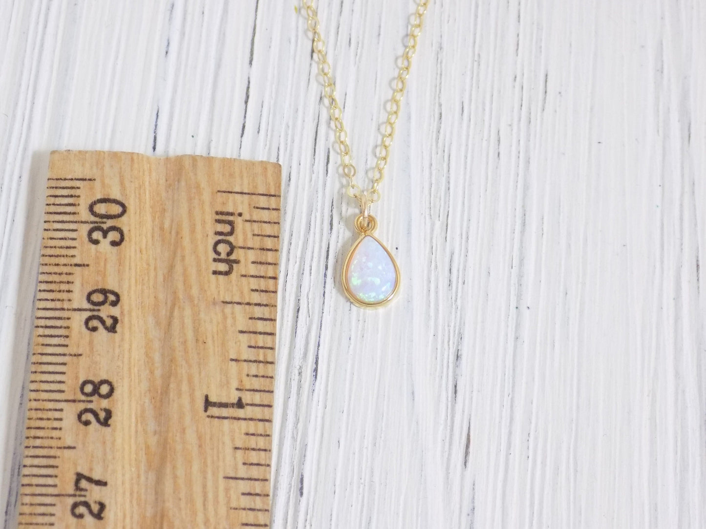 Tiny Opal Necklace Gold, Oval Opal Necklace, Light Blue Opal Necklace, Tiny Layering, October Birthday Gift, L1-02