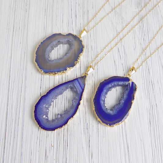 Purple Statement Necklace - Large Geode Necklace