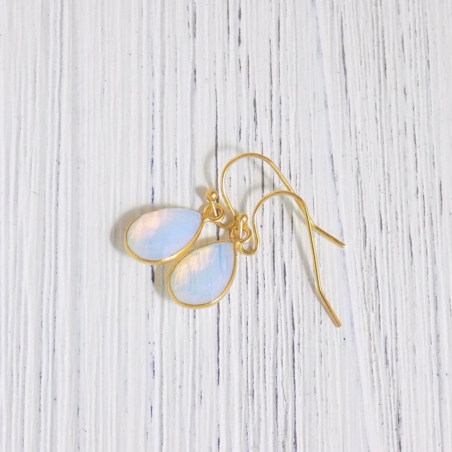 Mothers Day Gift, Opal Earrings Gold, Opalite Earring, Small Light Blue Crystal Earrings, Bridal Jewelry, Gifts For Wife, M4-64