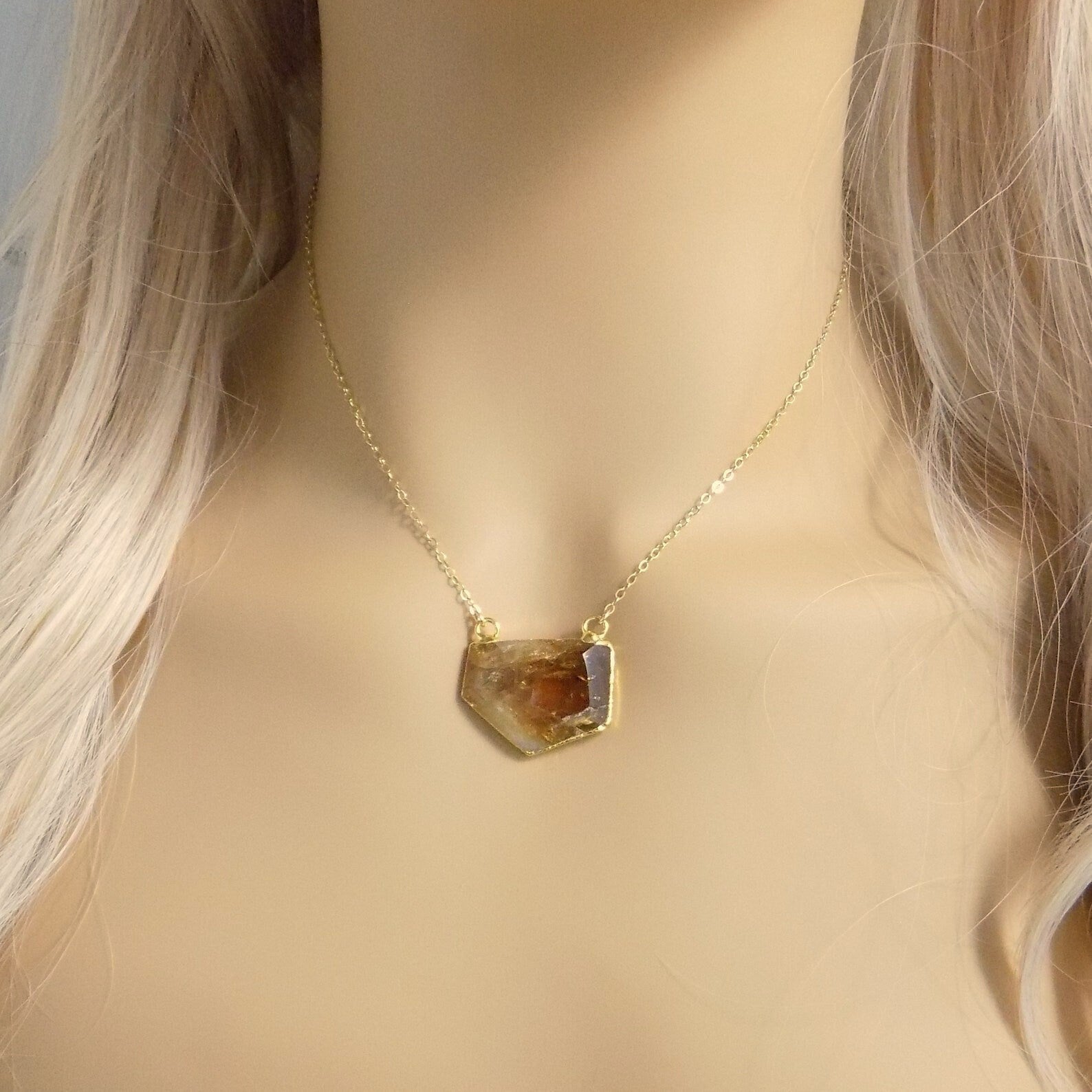 November Birthday Gift - Unique Citrine Necklace