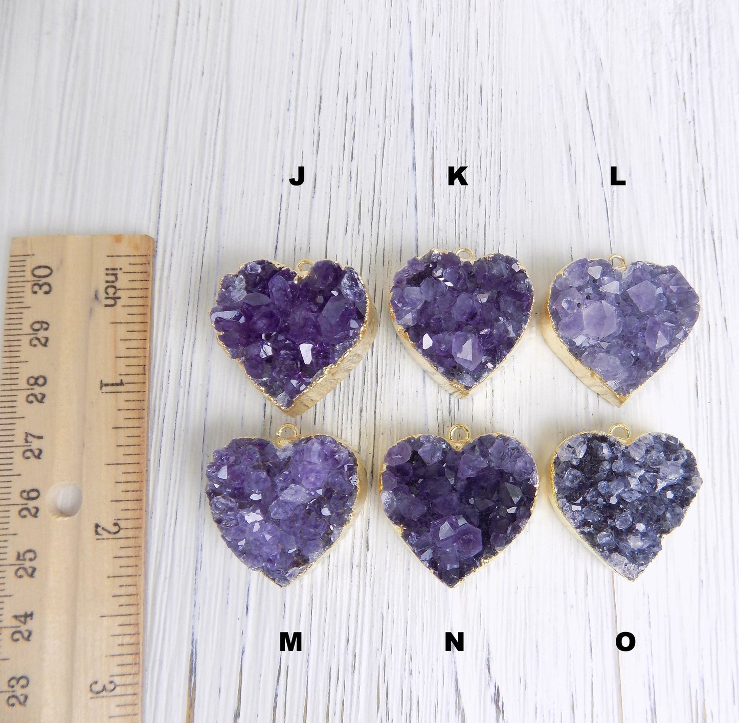 Heart Necklace, Amethyst Gemstone Necklace, Druzy Pendant, Gift Women, R11-06