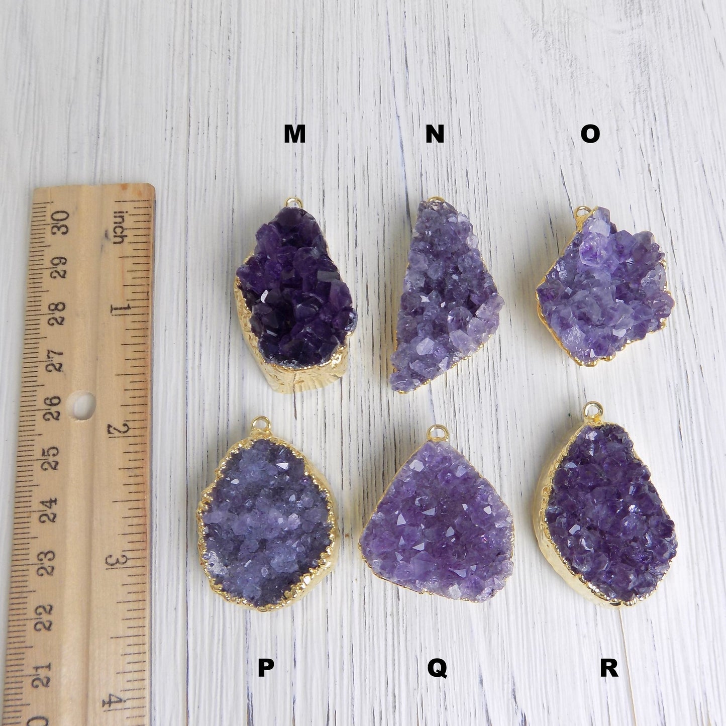 Raw Amethyst Necklace - Druzy Necklace Gold