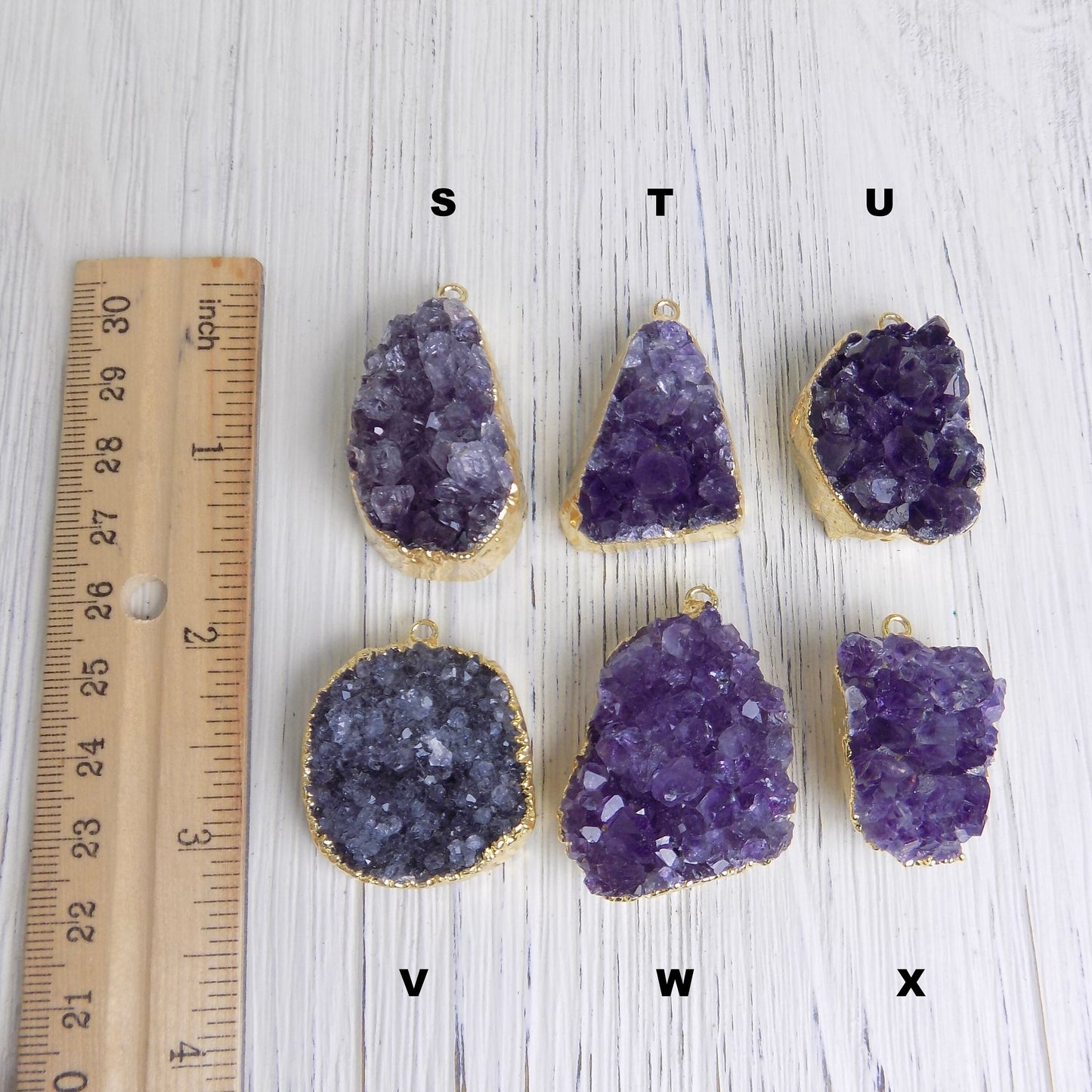 Raw Amethyst Necklace - Druzy Necklace Gold