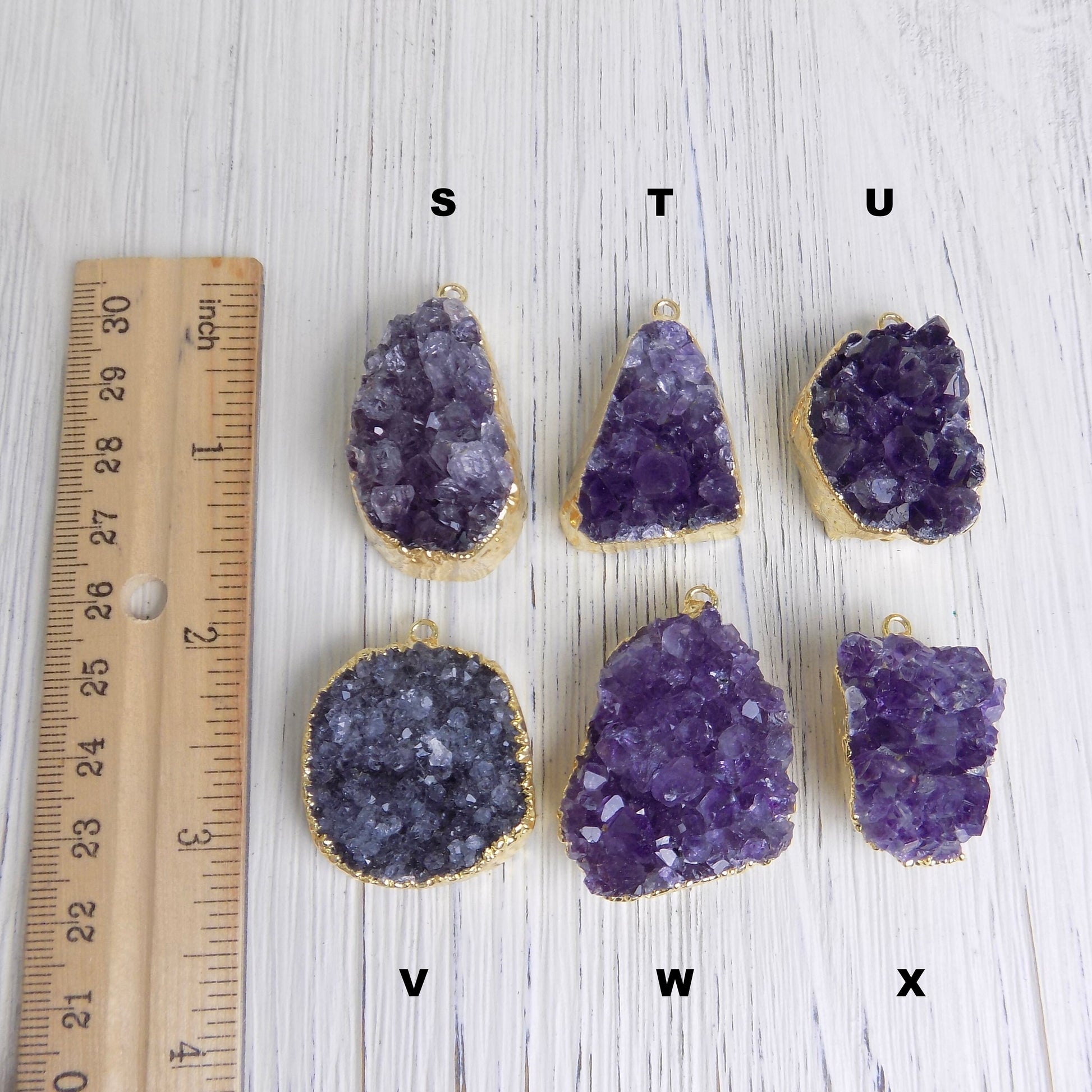 Raw Amethyst Necklace - Druzy Necklace Gold