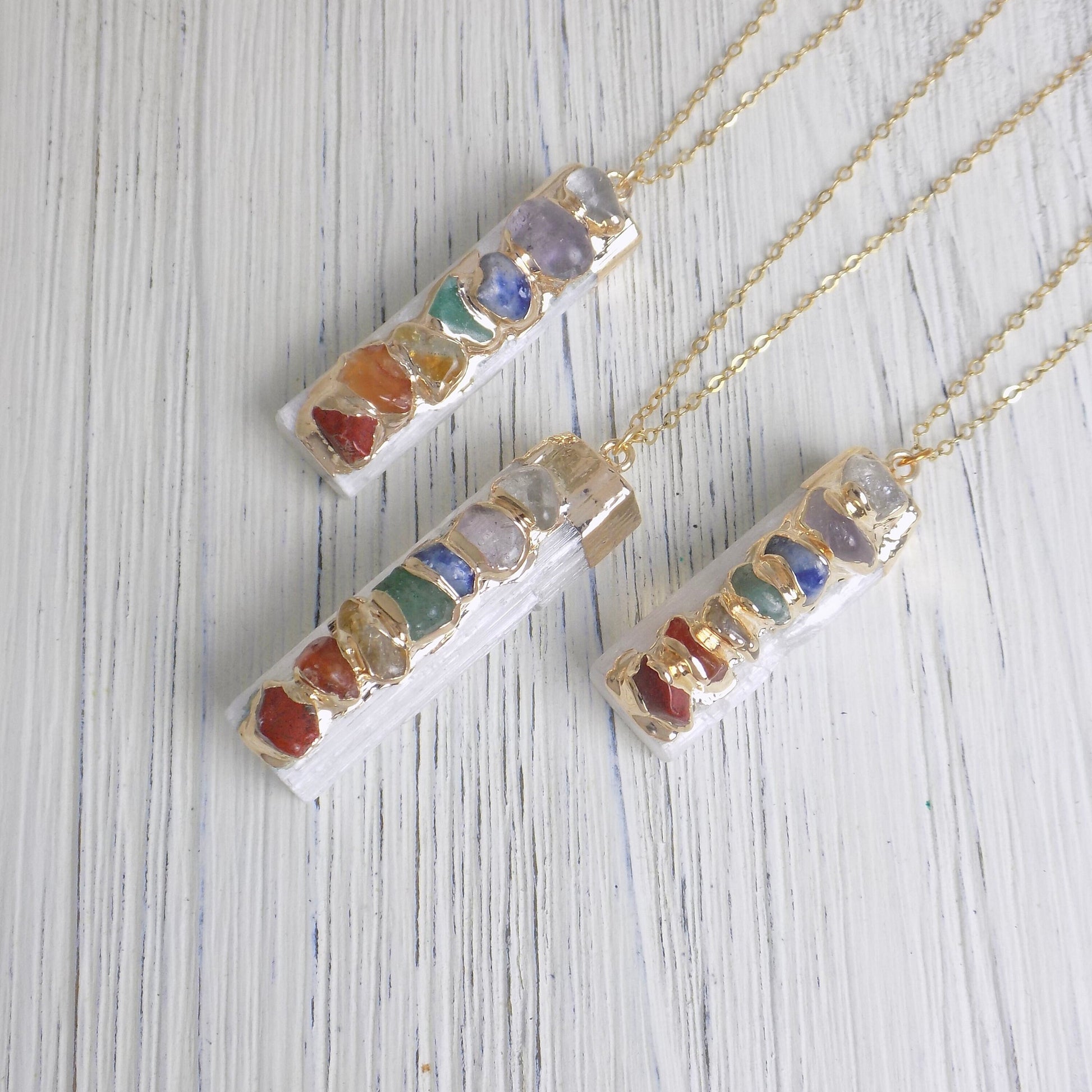 7 Chakra Necklace, Gold Chakra Necklace, Crystal Necklace, Yoga Necklace, Yoga Jewelry Boho Necklace Long Boho Jewelry Gold - G13