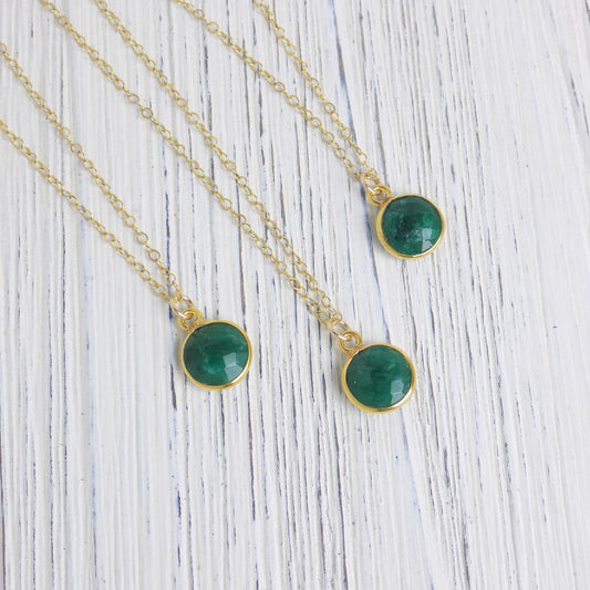 Raw Emerald Necklace - Small Emerald Pendant Necklace