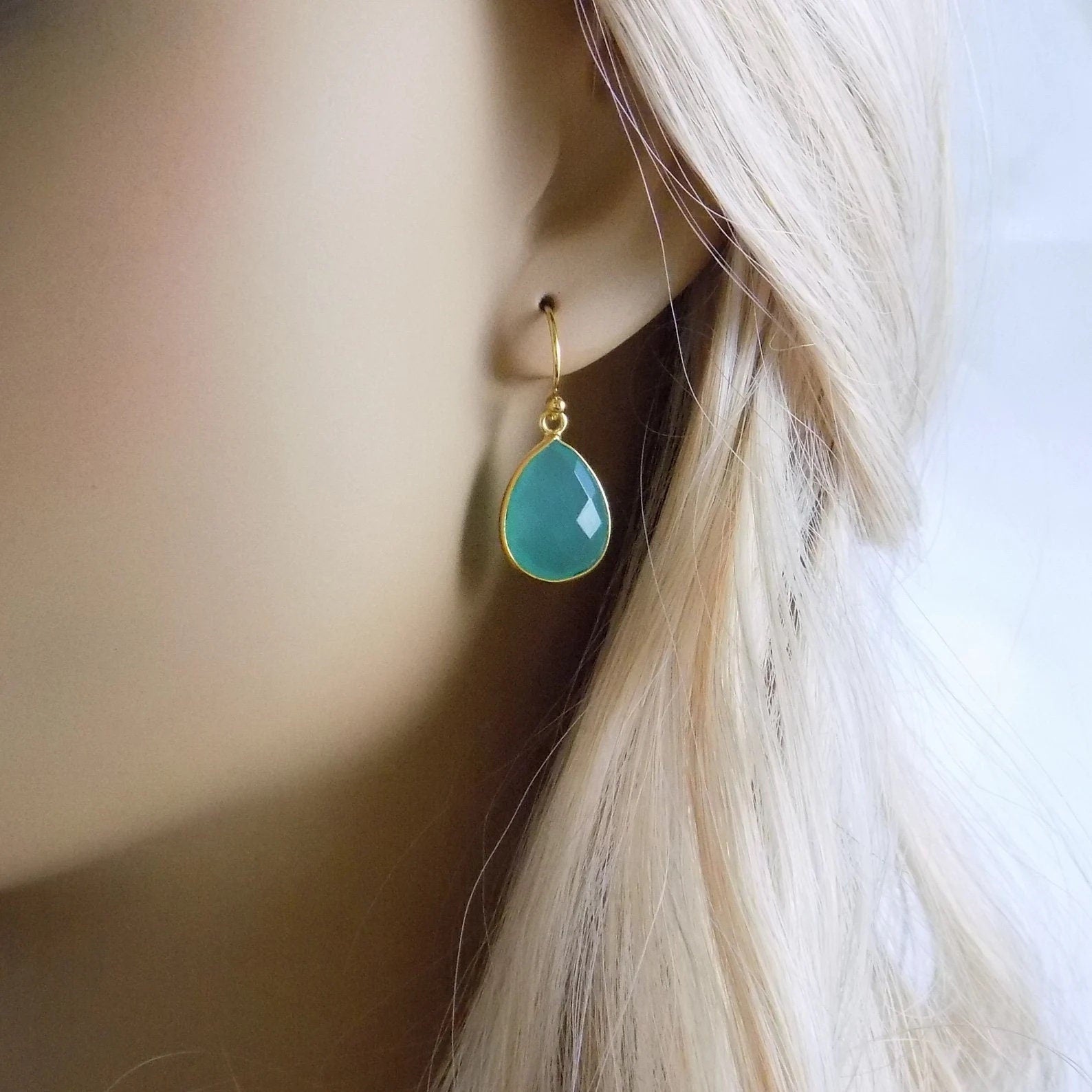 Aqua Chalcedony Earrings - Turquoise Earrings