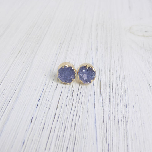 Real Druzy Earrings Studs - Gold Drusy Earrings