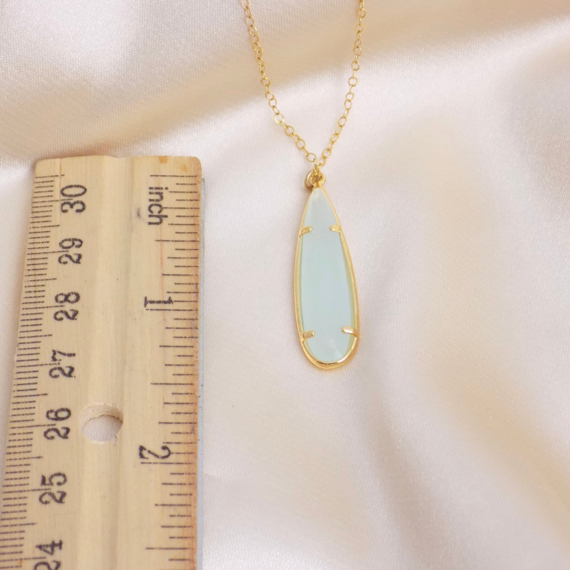 Aqua Chalcedony Necklace Gold, Sea Blue Crystal Pendant, Bridesmaid Gift, Gifts For Mom, M6-122