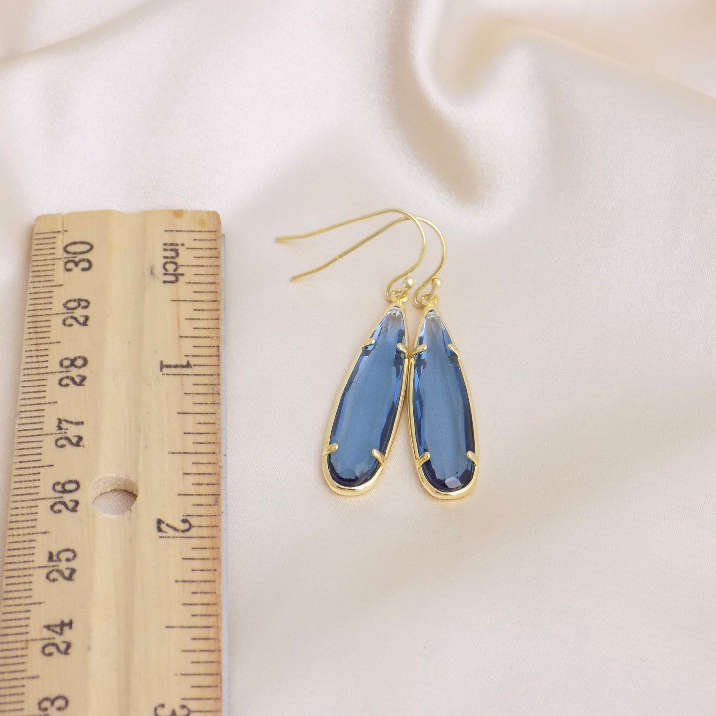 Valentines Day Gift, Large Blue Crystal Earrings Gold, Blue Stone Statement Earring, M6-139